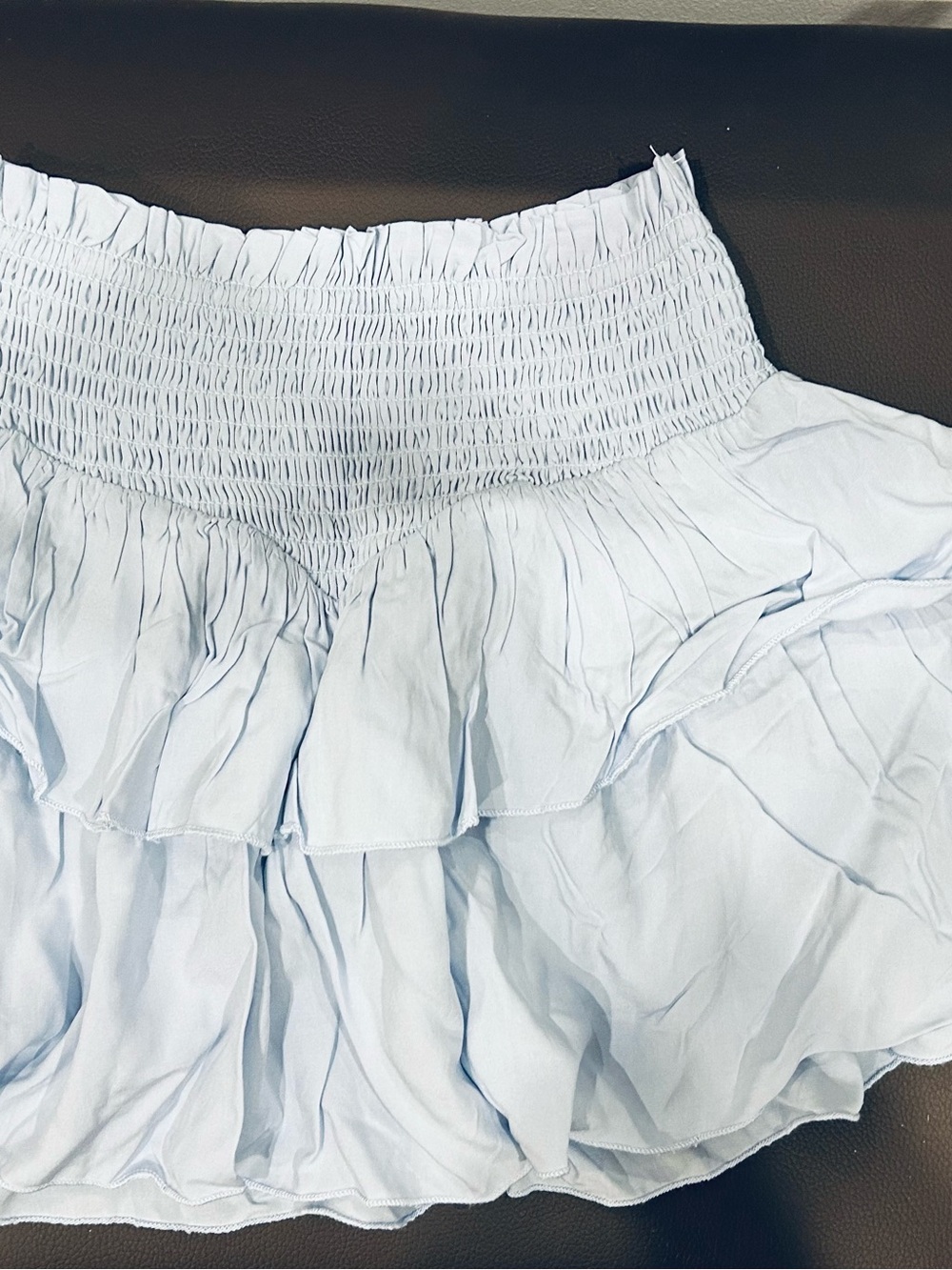 Katie J NYC Light Blue Ruffled Smocked-Waist Tween Skirt NWOT
